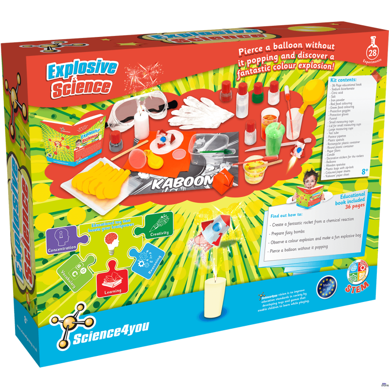 28 Experiments inc Ingredients and Instructions Science4you Explosive Science 